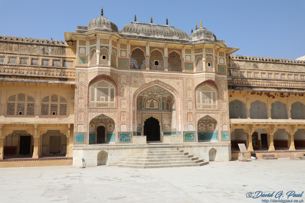 A very decorative building with many archways