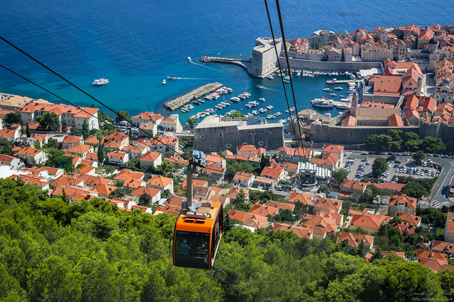 Taking the cable car in Dubrovnik
