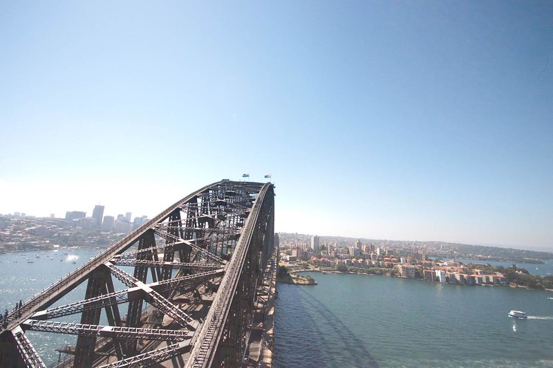 Looking down on the Sydney Harbour Bridge