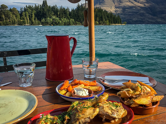 Dining next to Lake Wakatipu