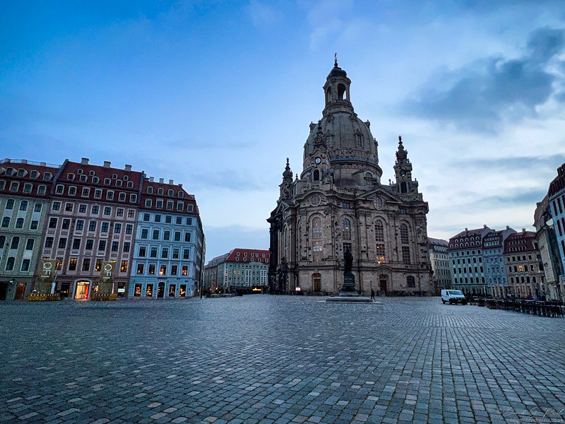 Town square at dawn