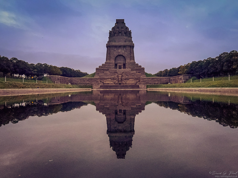 Monument to the Battle of Nations at dusk