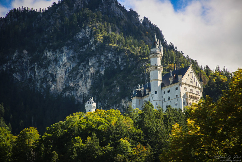 Neuschwanstein Castle partially hidden by trees