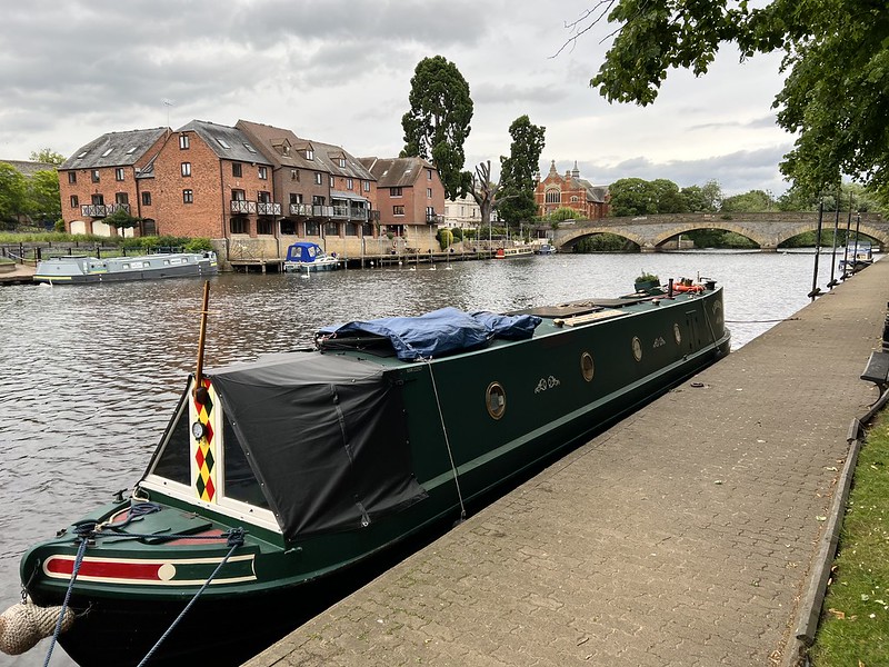 A narrowboat moored on a canal