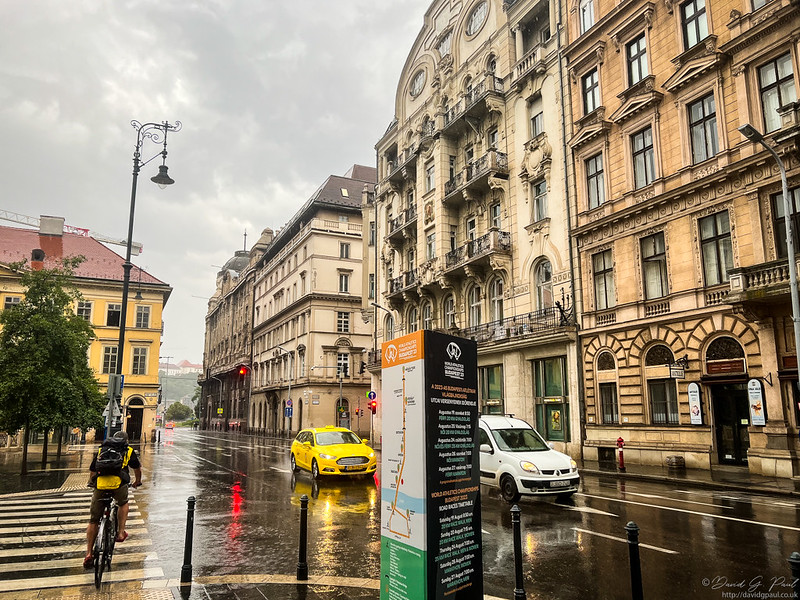 Streets of Budapest in the rain
