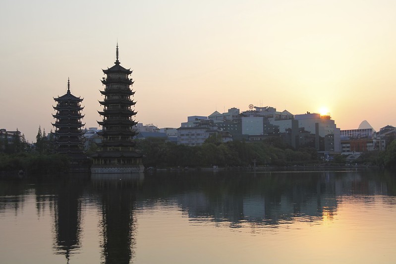 Pagodas at sunset in Guilin