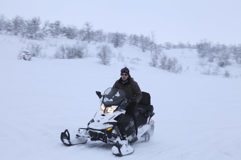 Me driving a snow scooter