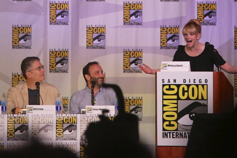 Bernadette moderates The Big Bang Theory writers panel