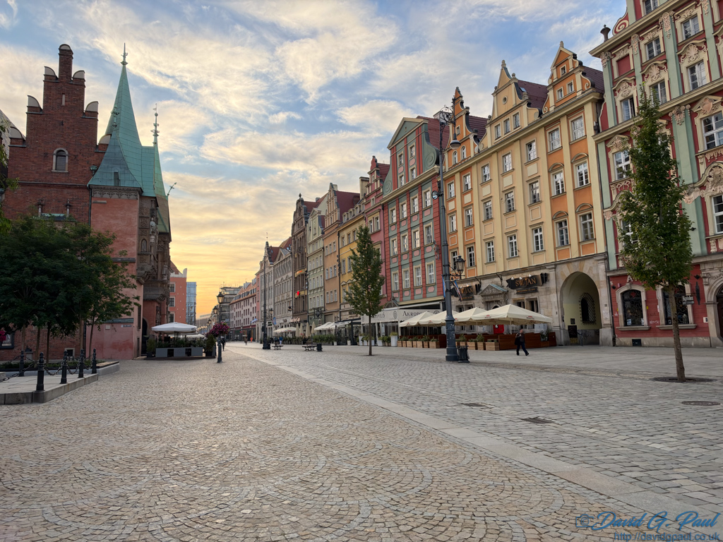 Cobbled streets surround by colourful buildings
